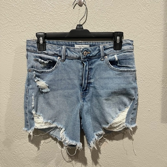 Happily Grey Pants - Happily Grey Cotton Blend Casual Blue Distressed Jean Shorts Size 9/29 Like New